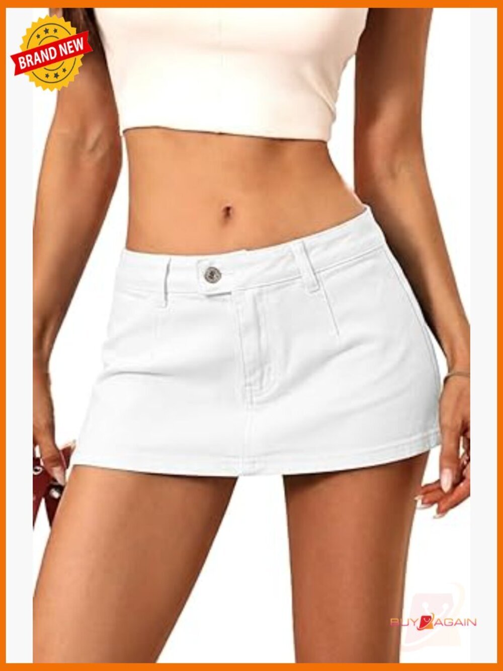 Low Rise Denim Mini Skirt with Built-in Shorts Y2k Skort High Stretch
